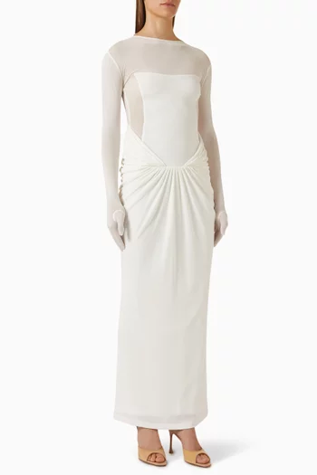 Serena Maxi Dress in Woven Mesh & Interlock Knit
