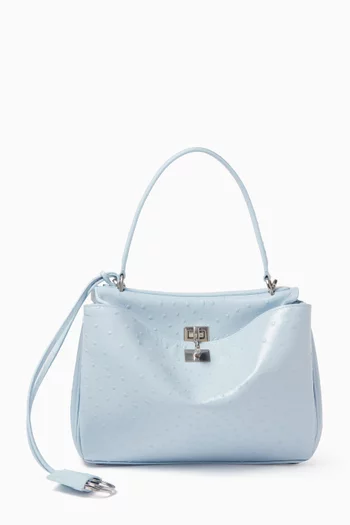 Small Rodeo Handbag in Shiny Ostrich-embossed Calfskin