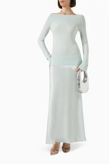 Monument Off-shoulder Maxi Dress in Cashmere & Silk