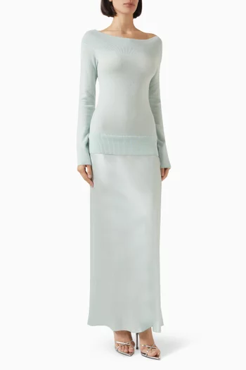 Monument Off-shoulder Maxi Dress in Cashmere & Silk