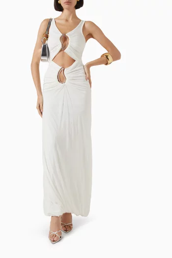 Paisley Overlay Disconnect Encased Maxi Dress