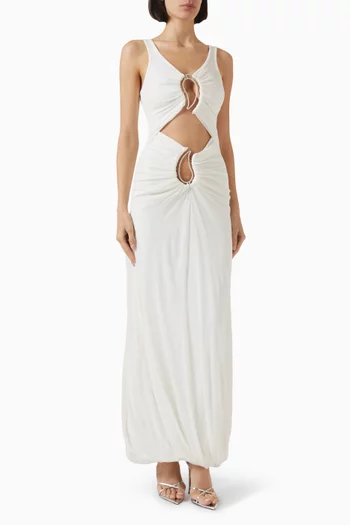 Paisley Overlay Disconnect Encased Maxi Dress