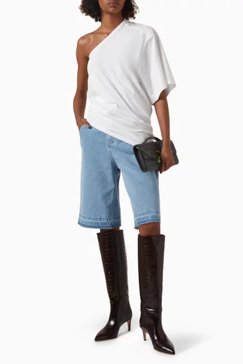 One-shoulder Draped T-shirt in Cotton