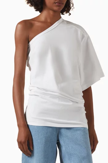 One-shoulder Draped T-shirt in Cotton