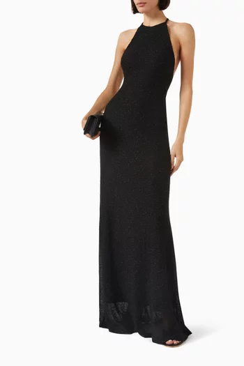 Imber Metallic Halter Maxi Dress