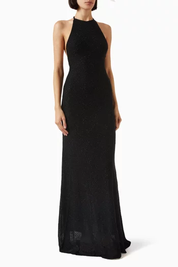 Imber Metallic Halter Maxi Dress