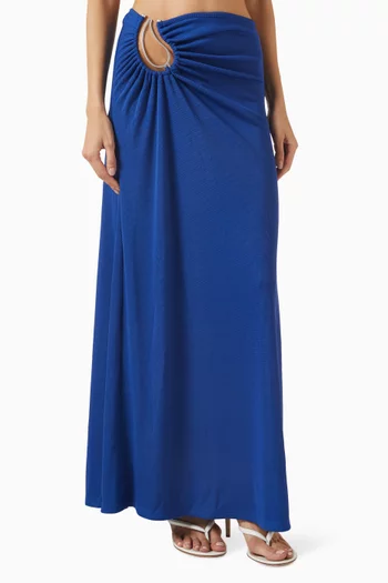 Paisley Ruched Maxi Skirt in Jersey