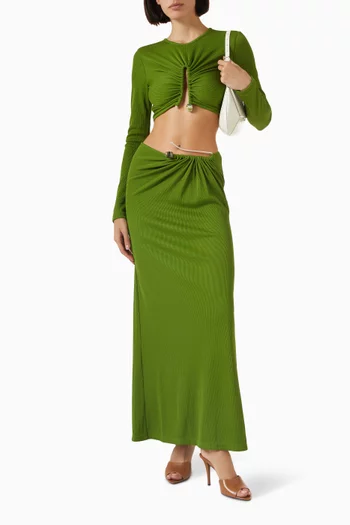 Crystal Pin Rib Maxi Skirt