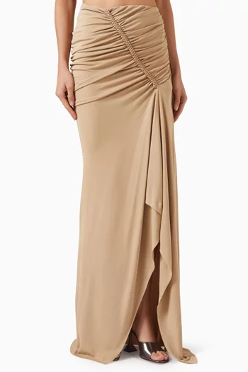 Shibari Ruched Maxi Skirt in Jersey