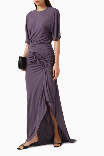 Shibari Ruched Maxi Skirt in Jersey