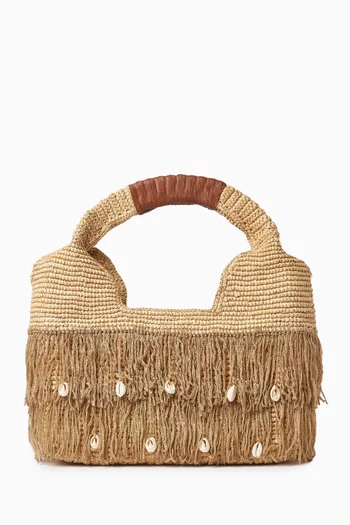 Fringed Basket Bag in Toquilla Straw