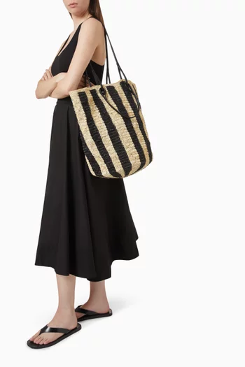 Striped Viajero Tote Bag in Toquilla Straw