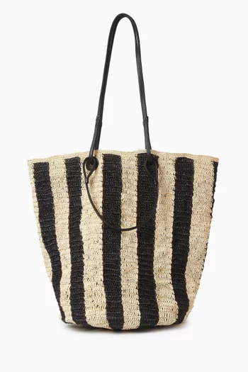 Striped Viajero Tote Bag in Toquilla Straw