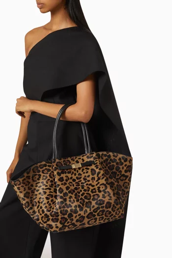 The Midi New York Tote Bag in Leopard-print Calf Hair