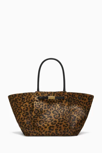 The Midi New York Tote Bag in Leopard-print Calf Hair