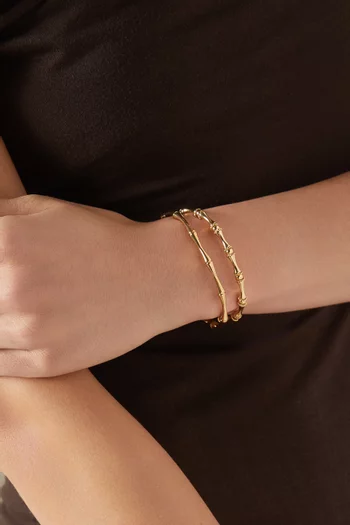 Bambou Bracelets in Gold-plated Metal, Set of 2