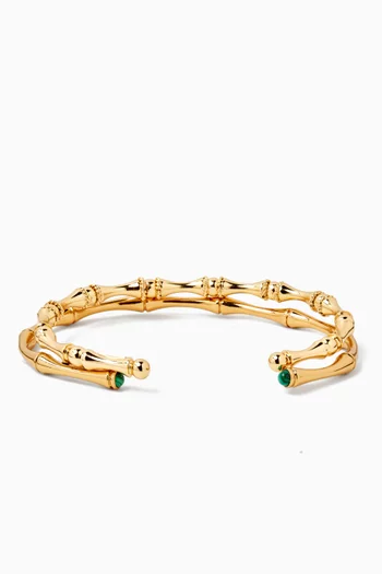 Bambou Bracelets in Gold-plated Metal, Set of 2
