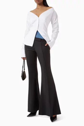Double-waist Flared Pants in Wool Blend