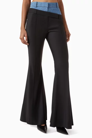 Double-waist Flared Pants in Wool Blend