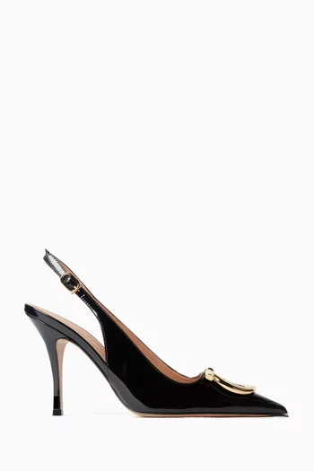 Sara Maxi Gancini Slingback Pumps in Patent Leather