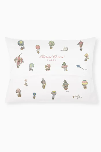 Hot Air Balloon-print Cushion in Cotton-satin