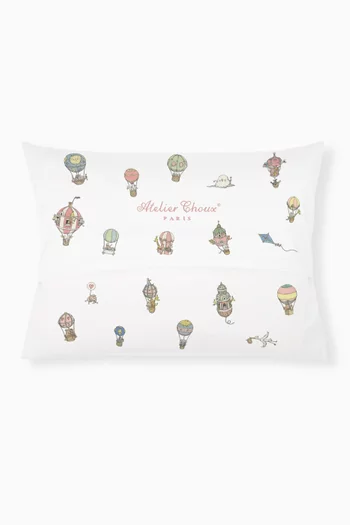 Hot Air Balloon-print Cushion in Velour