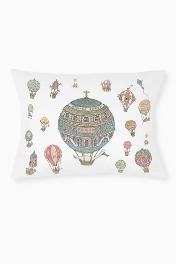 Hot Air Balloon-print Cushion in Velour