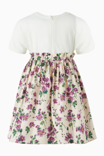 Floral Logo Dress in Cotton