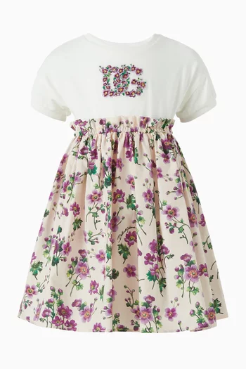 Floral Logo Dress in Cotton