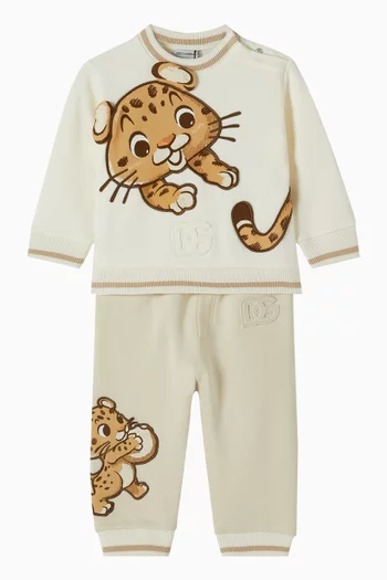 Leopard Sweatpants in Cotton-fleece