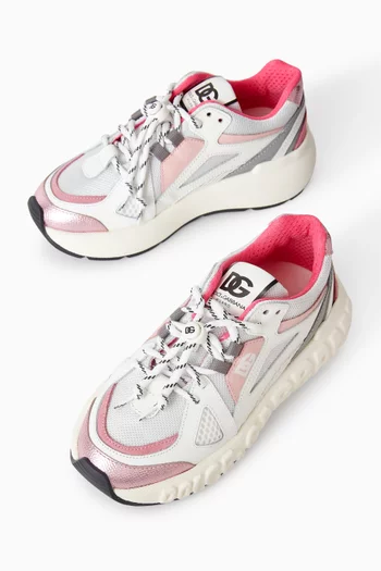 Lace-up Sneakers in Nylon & Mesh