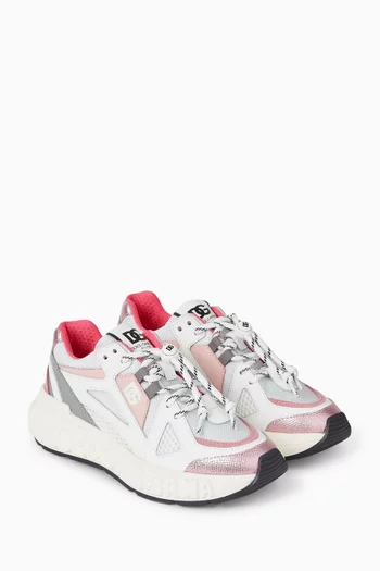 Lace-up Sneakers in Nylon & Mesh