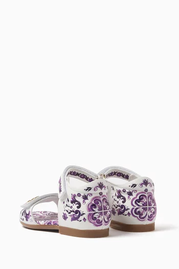 Majolica-print Sandals in Leather