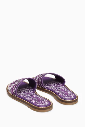 Majolica-print Slip On Sandals in Canvas