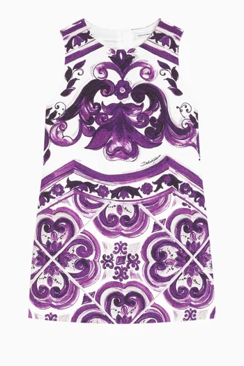 Sleeveless Majolica-print Dress