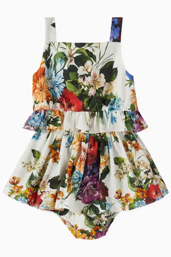 Flower-print Top in Poplin