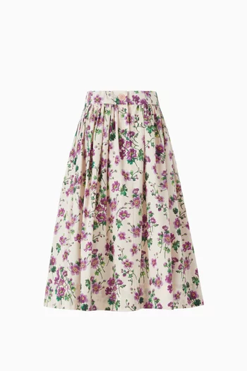 Floral-print Pleated Skirt