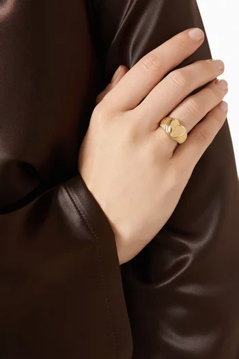 خاتم كورازون بتصميم ختم نحاس مطلي بلون ذهبي