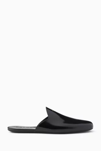 Logo Slippers in Brushed Leather