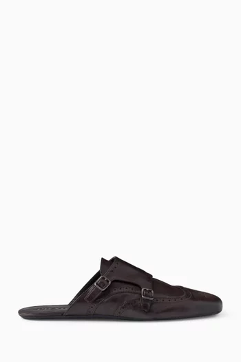 Shuffle Mules in Antiqued Leather