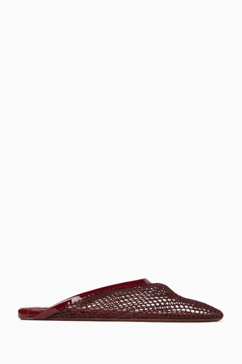 Flat Mules in Mesh & Patent Leather