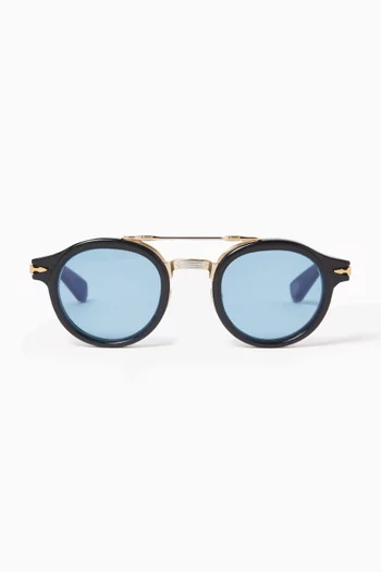 Delage Round-frame Sunglasses in Titanium