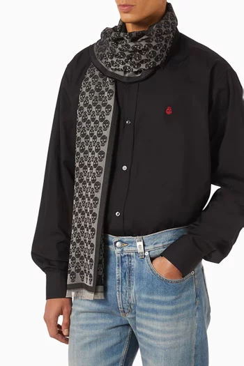 Skull-print Scarf in Silk-blend
