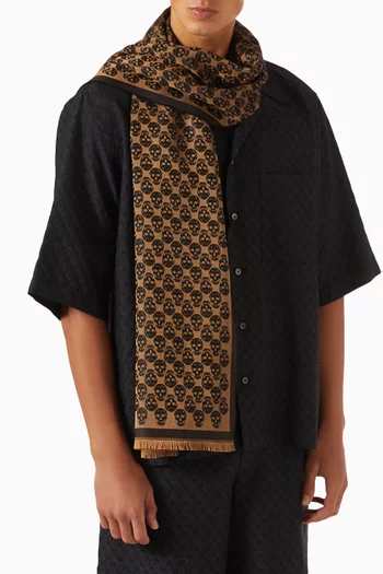 Skull-print Scarf in Silk-blend