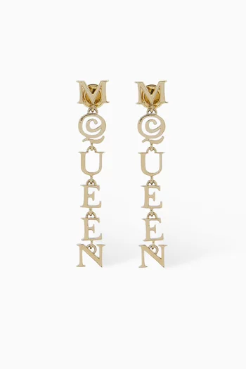 Logo Earrings in Gold-tone Brass