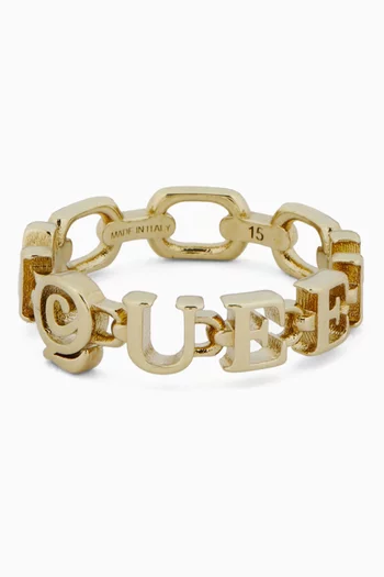 Logo Ring in Gold-tone Brass