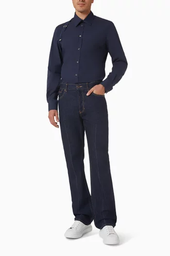 قميص مزين بحمالات قطن بوبلين