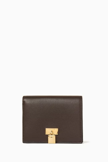 Padlock Compact Wallet in Grained Leather