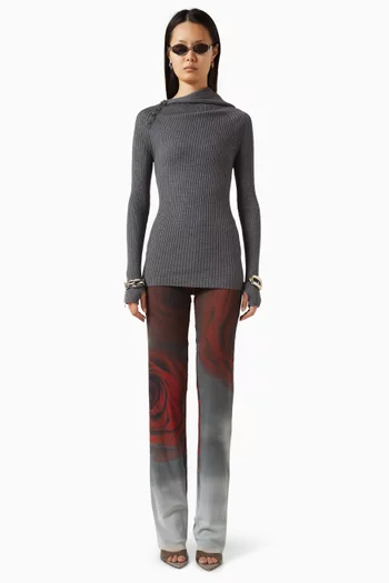 Blurry Roses Pants in Mesh