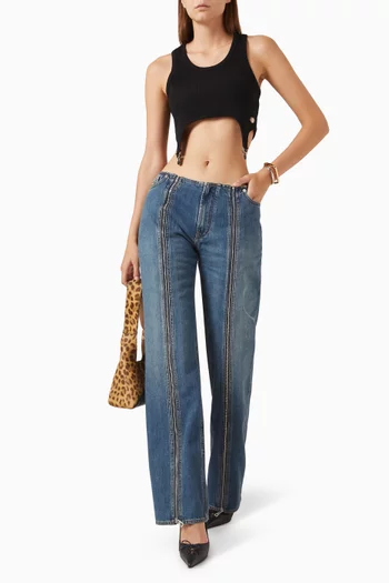 Front Zipped Jeans in Denim